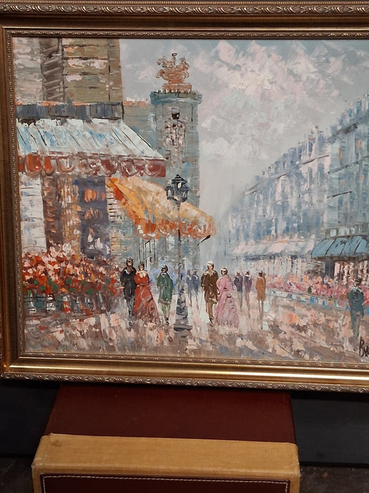 SMALL FRAMED PAIRIS STREET SCENE OIL PAINTING SIGNED BARNETT