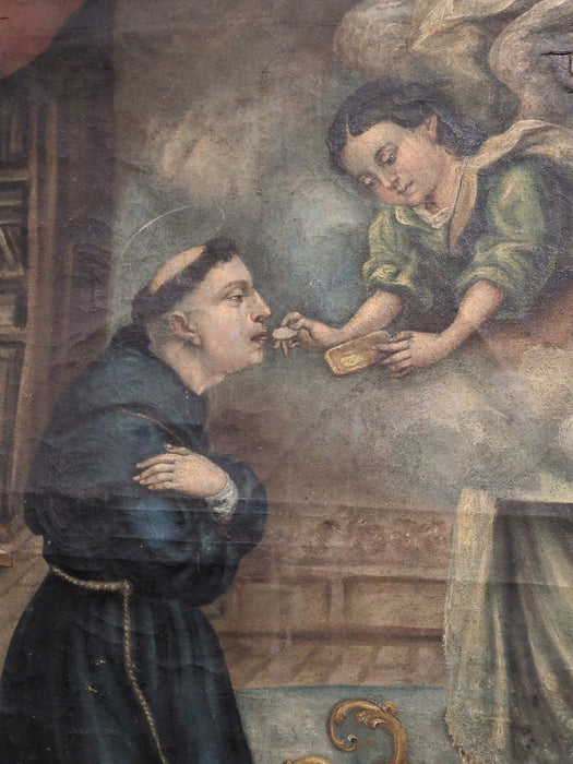 GILT FRAMED SPANISH SAINT PAINTING 1893-AS FOUND