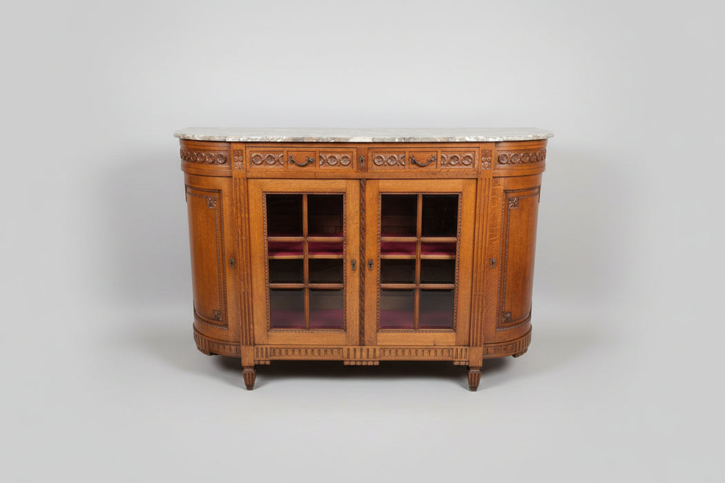 LOUIS XVI CURVED MARBLE TOP SIDEBOARD