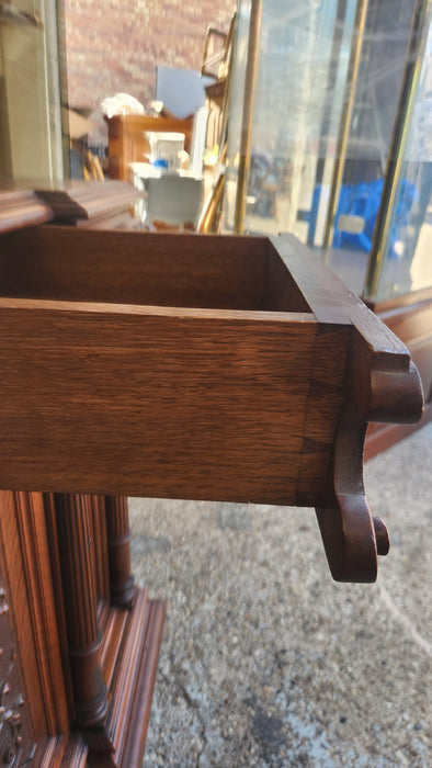 LATE 19TH CENTURY FRENCH WALNUT GOTHIC REVIVAL CARVED CORNER CABINET WITH CURIO - SIGNED V. AIMONE.96