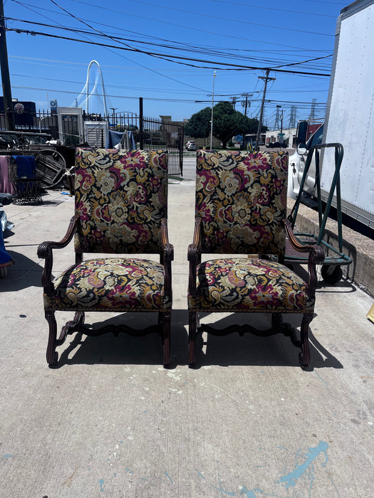 PAIR OF CARVED WALNUT LOUIS XVI FAUTEUILS