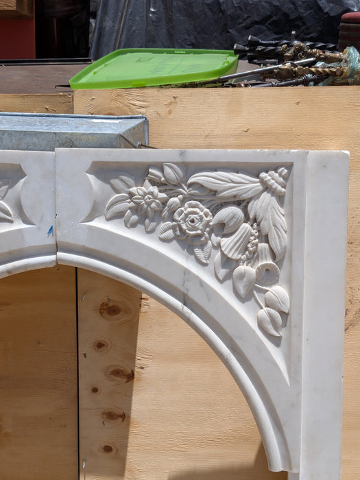 PAIR OF CARVED MARBLE 1/2 ARCH MANTLE PIECES