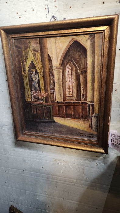 SMALL SIZE OIL PAINTING OF A CHURCH INTERIOR