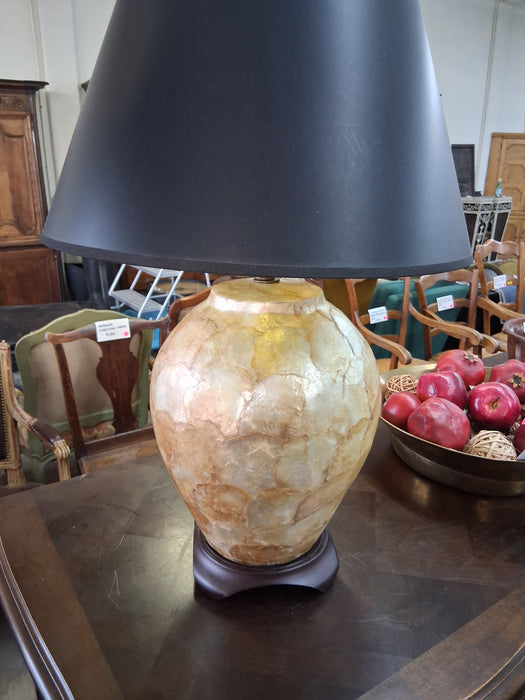 ABALONE LAMP WITH BLACK SHADE