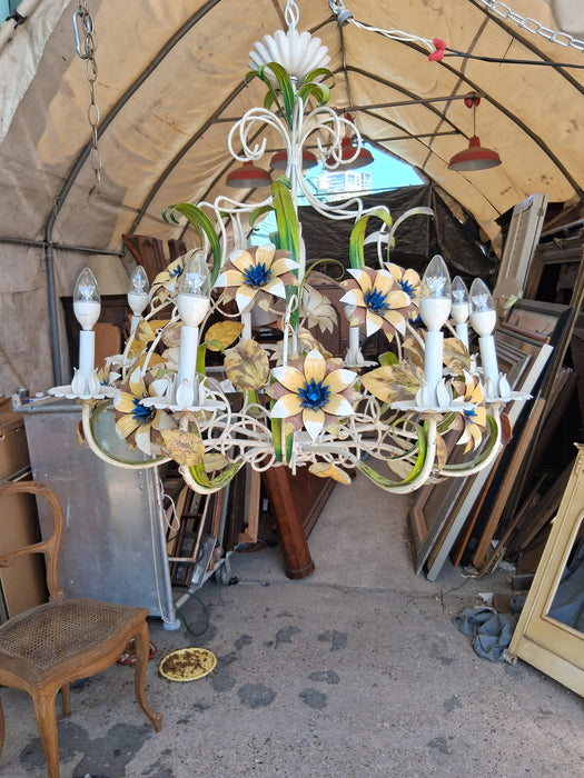 TOLLE PAINTING TIN FLORAL CHANDELIER