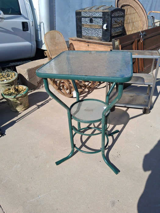 BAR HEIGHT GREEN GLASS TOP TABLE
