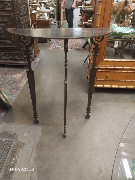 CUSTOM MADE STEEL DEMI LUNE TABLE BY DALLAS ARTIST STU CRAFT