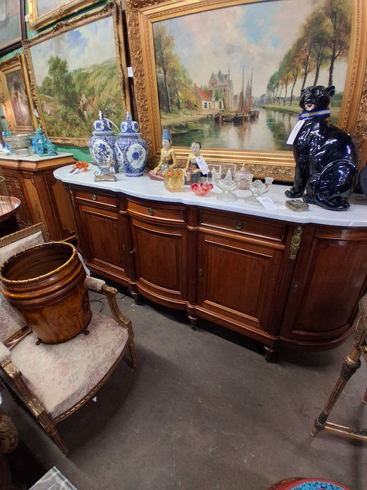 LOUIS XVI WHITE MARBLE TOP 5 DOOR SIDEBOARD