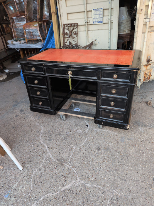 EBONIZED PARISIAN LEATHER TOP LOUIS PHILIPPE DESK