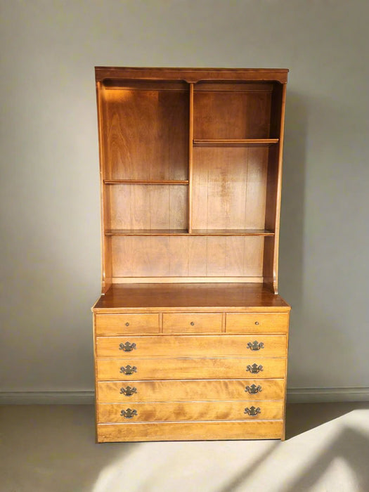 ETHAN ALLEN HEIRLOOM DRESSER WITH BOOKCASE