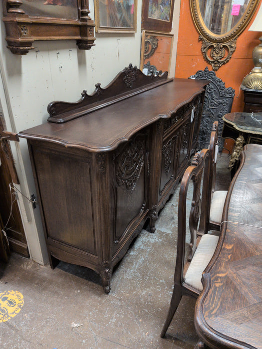 DARK COUNTRY FRENCH SIDEBOARD WITH CARVED BACKSPLASH