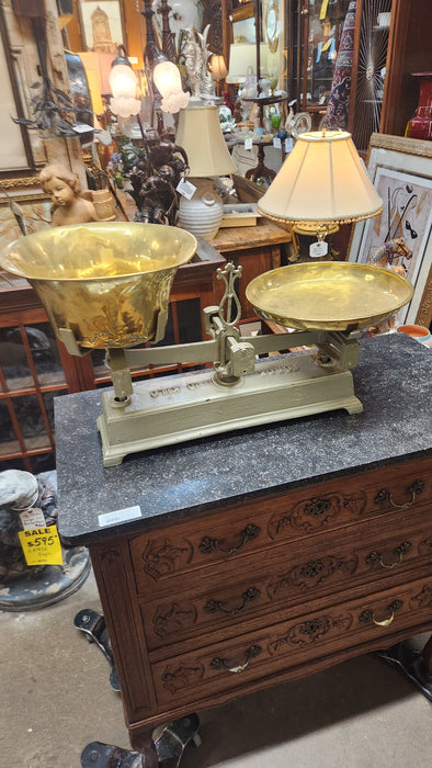 LARGE GRAY IRON AND BRASS SCALE