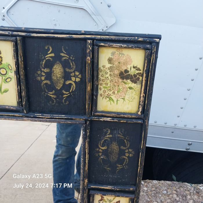 FLORAL PAINTED FRAMED MIRROR