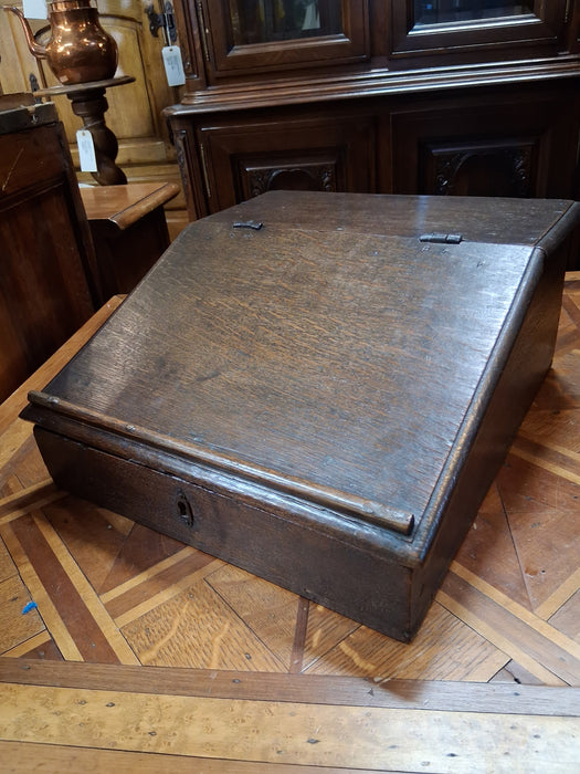 SMALL DARK OAK WRITING SLOPE