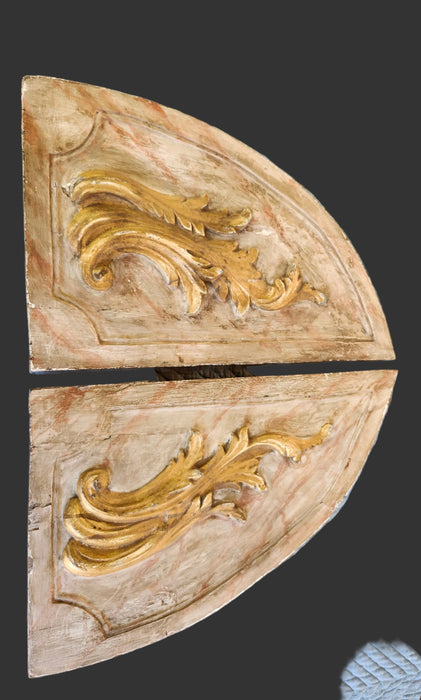 ANTIQUE ARCHED PANELS WITH GOLD LEAFY DECOR