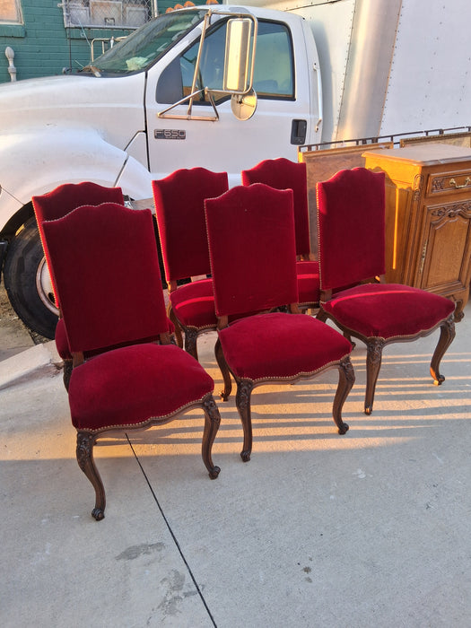 SET OF 6 LOUIS XV HIGH BACK WALNUT CHAIRS