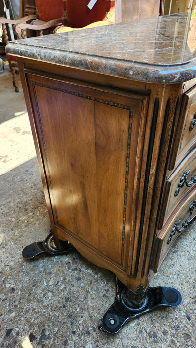 VINTAGE LOUIS XV MARBLE TOP LARGE CHEST WITH INLAY
