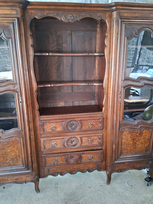 FRENCH BRESSON CHERRY CABINET WITH GLASS IN DOORS