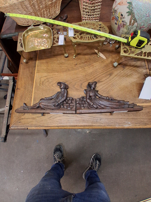 PAIR OF BRITTANY CARVED PEDIMENTS 1 OF 2