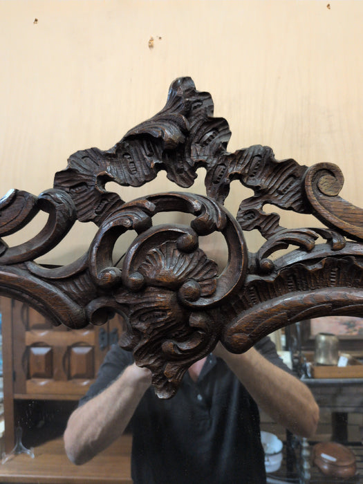 HEAVY CARVED OAK MIRROR