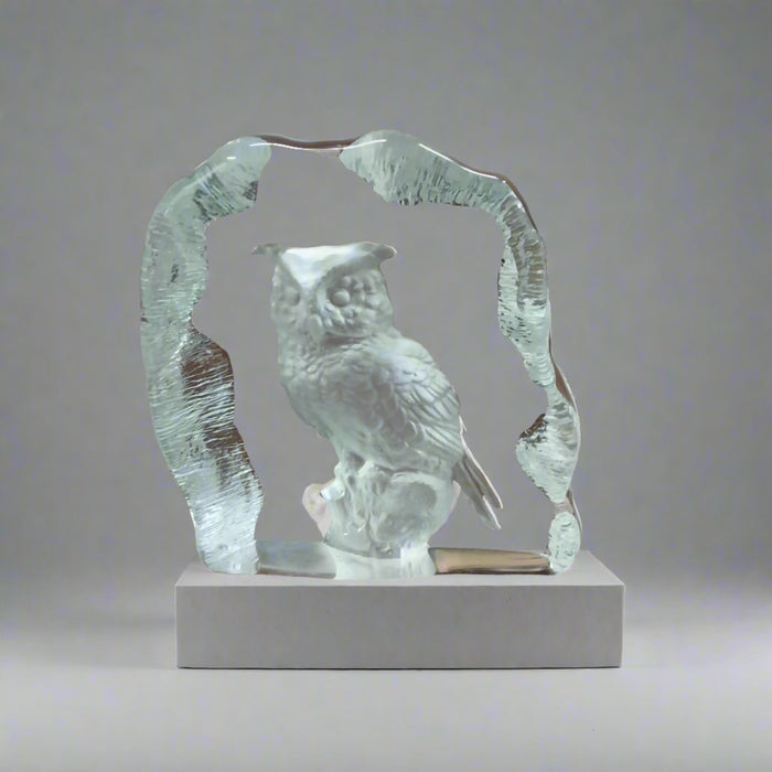 GLASS OWL SCULPTURE