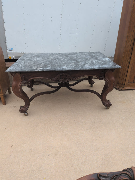 LARGE MARBLE TOP LIBRARY TABLE