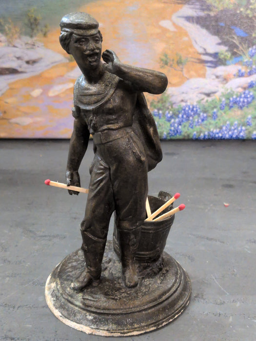 SMALL 19TH CENTURY SPELTER MATCH HOLDER