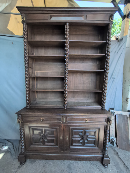 HENRI II OPEN OAK BARLEY TWIST BOOKCASE