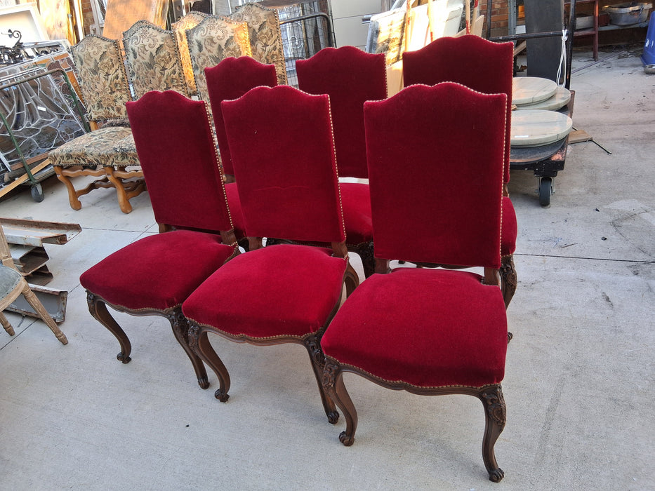 SET OF 6 LOUIS XV HIGH BACK WALNUT CHAIRS