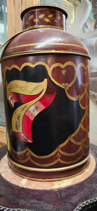 LARGE RED METAL  #7 TEA TIN