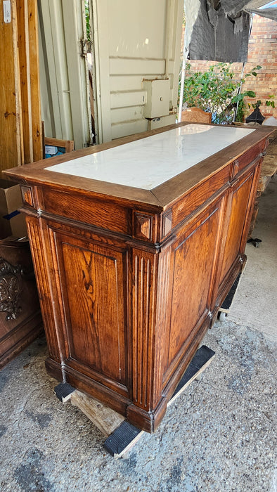 SMALL OAK COUNTER WITH MARBLE INSERT