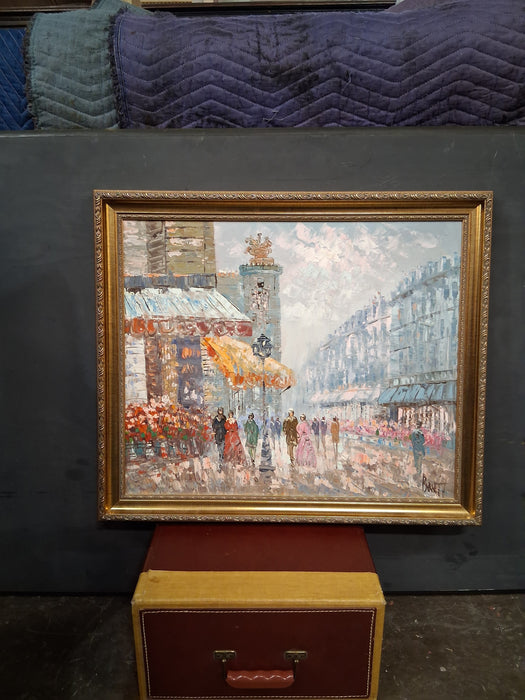 SMALL FRAMED PAIRIS STREET SCENE OIL PAINTING SIGNED BARNETT
