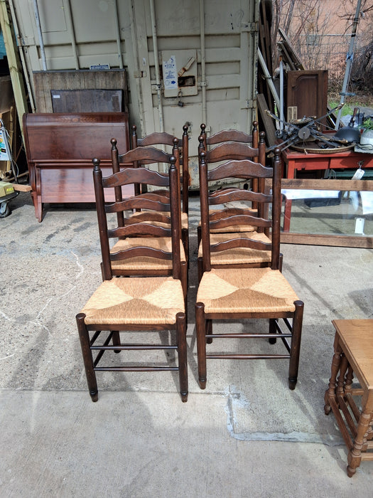 SET OF 6 RUSH SEAT LADDERBACK CHAIRS