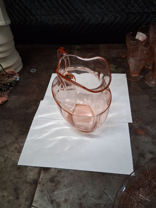 PINK DEPRESSION GLASS WATER PITCHER