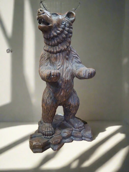 LARGE CARVED WOOD BLACK FOREST BEAR STATUE