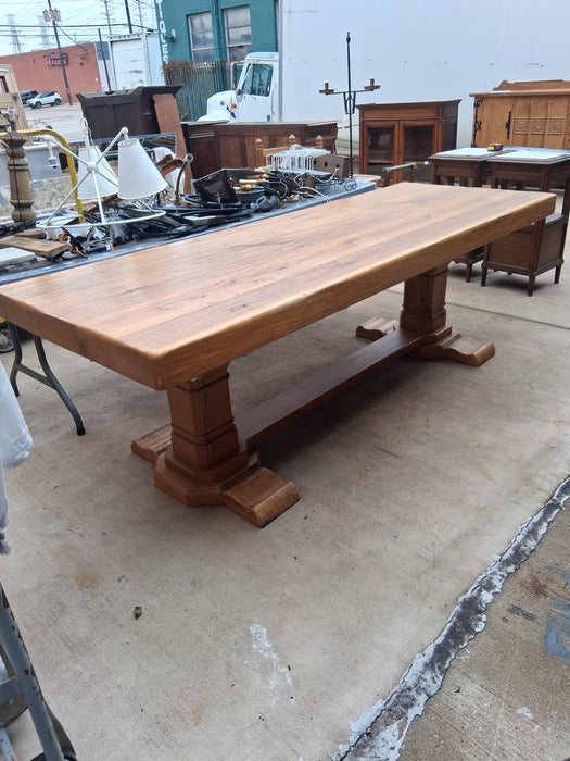 HEAVY RUSTIC OAK TRESTLE TABLE