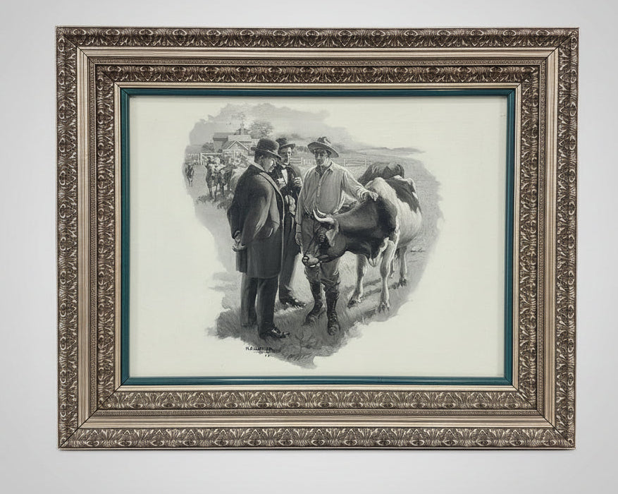 FRAMED OIL PAINTING OF A COW FOR SALE SIGNED WILLIAM KOERNER