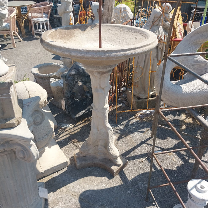 TALL CONCRETE PLANTER OR BIRDBATH WITH DOLPHIN FISH BASE
