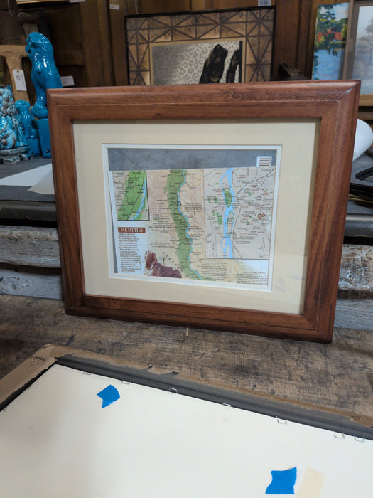 SMALL WOOD FRAME WITH A MAP OF EGYPT AND A SPHINX