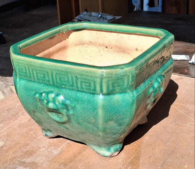 GREEN GLAZED PLANTER