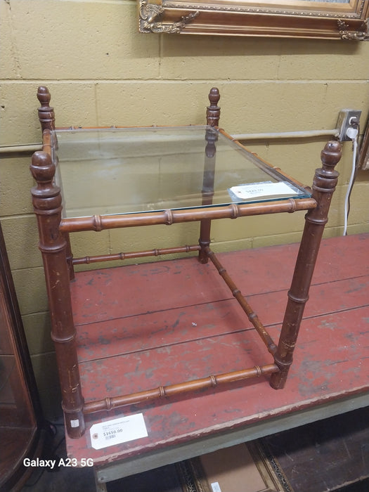 BAMBOO TABLE WITH GLASS TOP