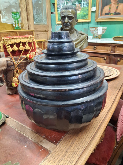 BURMESE PAPER MACHE LARGE FOOD CONTAINER