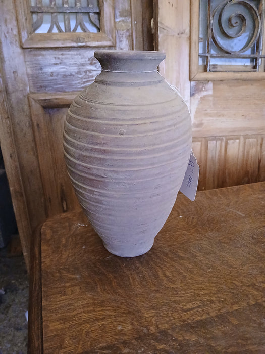 GREY INCISED TERRA COTTA VASE