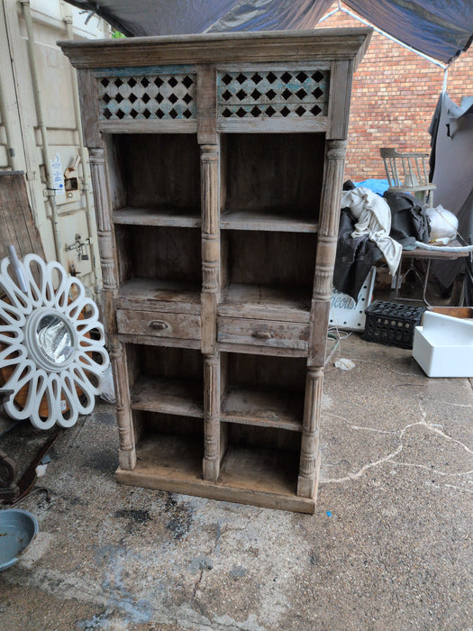 SMALL RUSTIC INDIAN DISTRESSED BOOKCASE