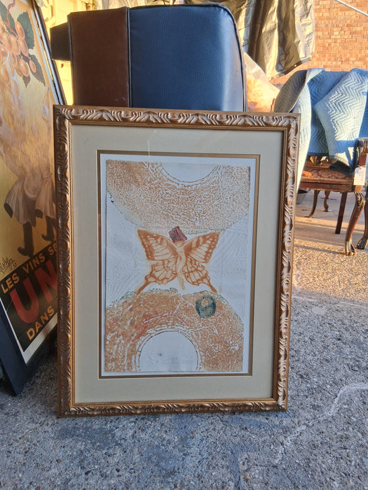 FRAMED MIXED MEDIA PAINTING OF LADY BUTTERFLY