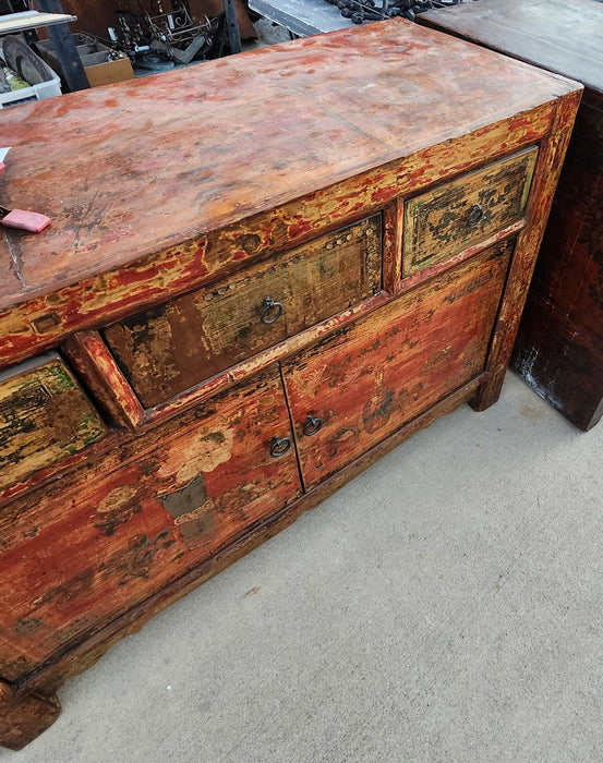 2 DOOR, 3 DRAWER RED CHINESE SERVER
