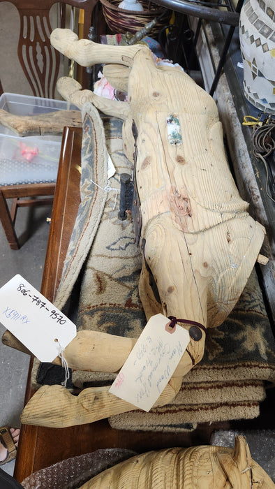 SMALL CAROUSEL WOOD HORSE WITH HEAD DETACHED AS FOUND