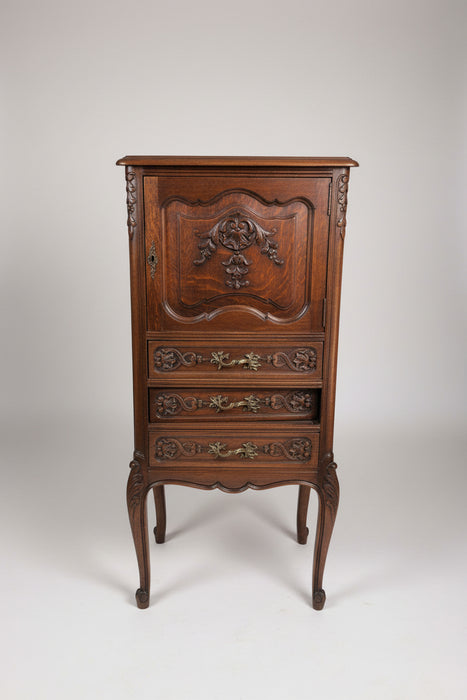 TALL OAK COUNTRY FRENCH DARK OAK LINGERIE CHEST WITH A DOOR
