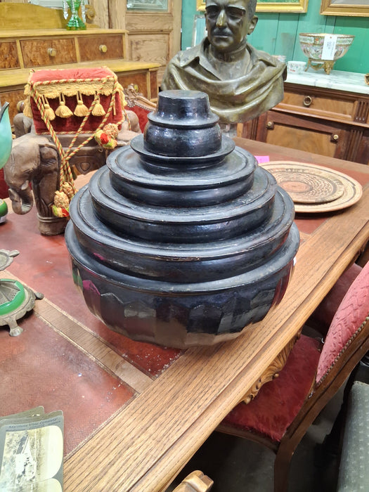 BURMESE PAPER MACHE LARGE FOOD CONTAINER