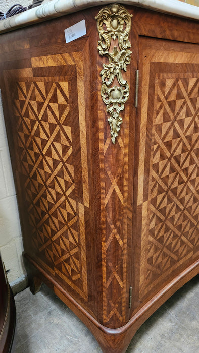LOUIS XV MARBLE TOP 2 DRAWER SERVER WITH MARQUETRY